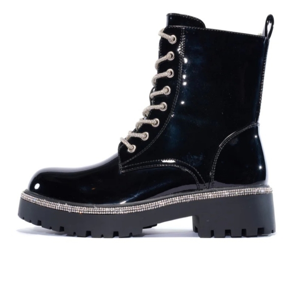 Ladies combat rhinestone boots - Picture 3 of 3